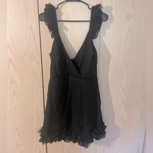 Black Ruffle Sleeve Mini Dress
